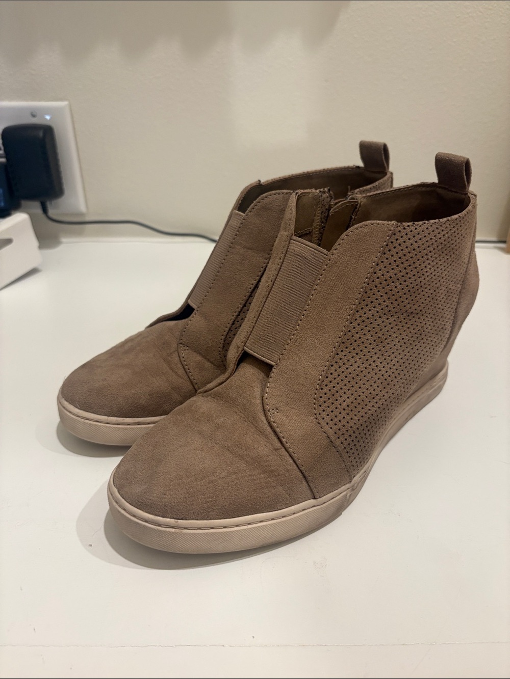 Women's Wedge Sneaker Boot in Taupe